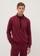 Red cotton blend regular fit hoodie with full zip_0