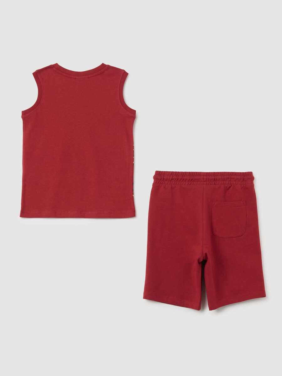Completo da bambino in puro cotone rosso regular fit con stampa Miami Heat_1