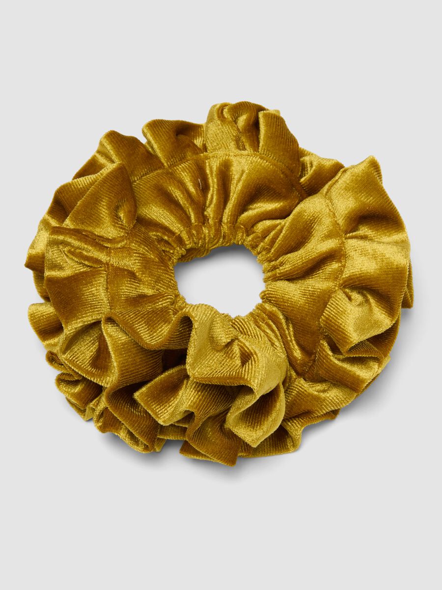 Scrunchie giallo effetto vellutato_2
