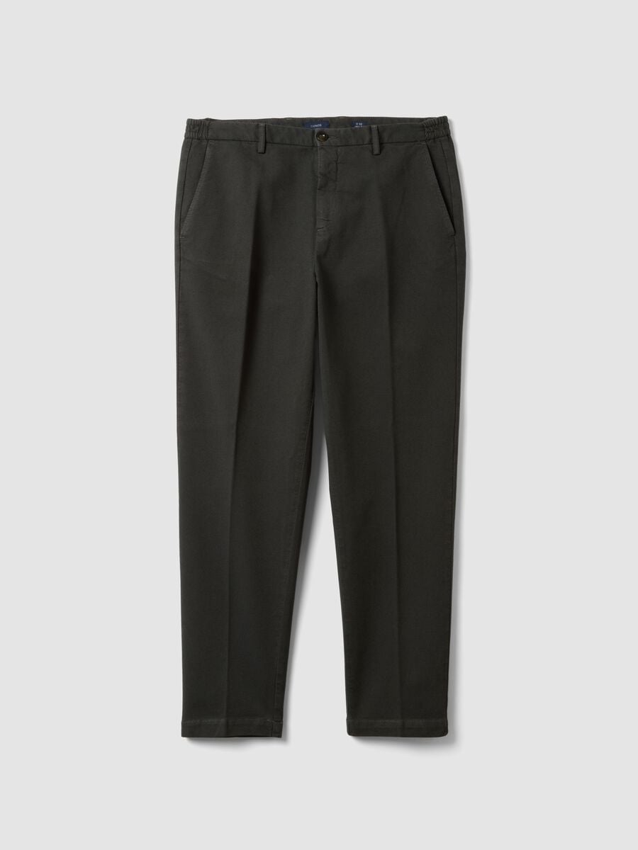 Brown cotton and stretch modal chino trousers_0