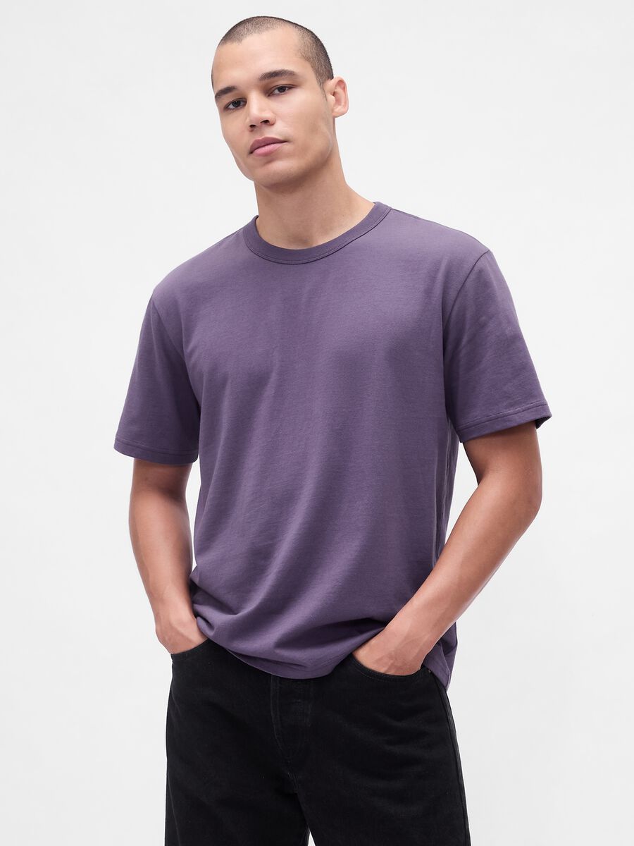 Purple short-sleeve cotton T-shirt_0