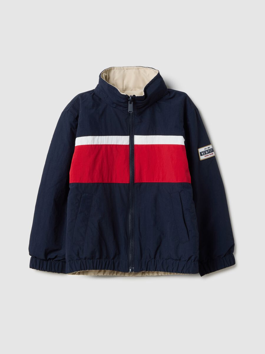 Blue regular fit zip jacket for children_0