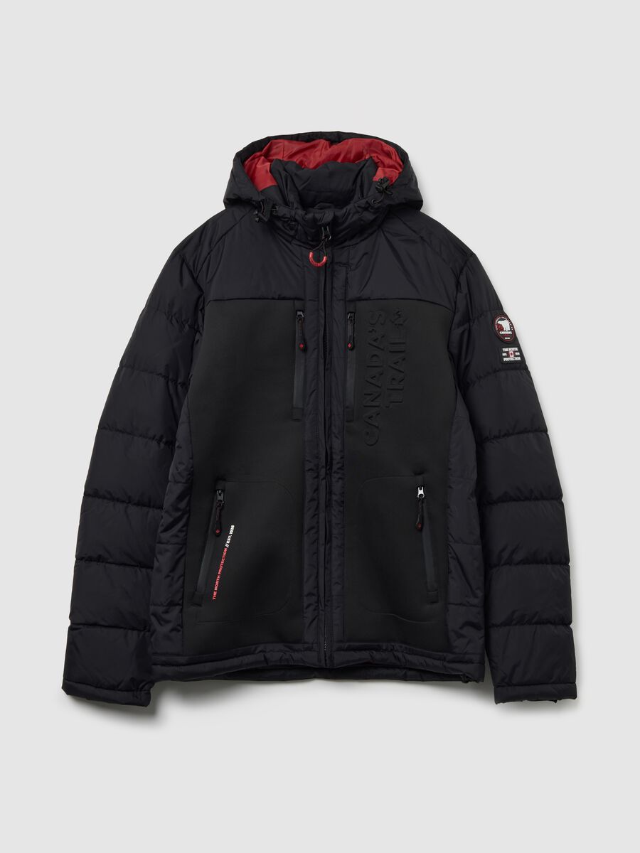 Black Padded Jacket with Hood_0