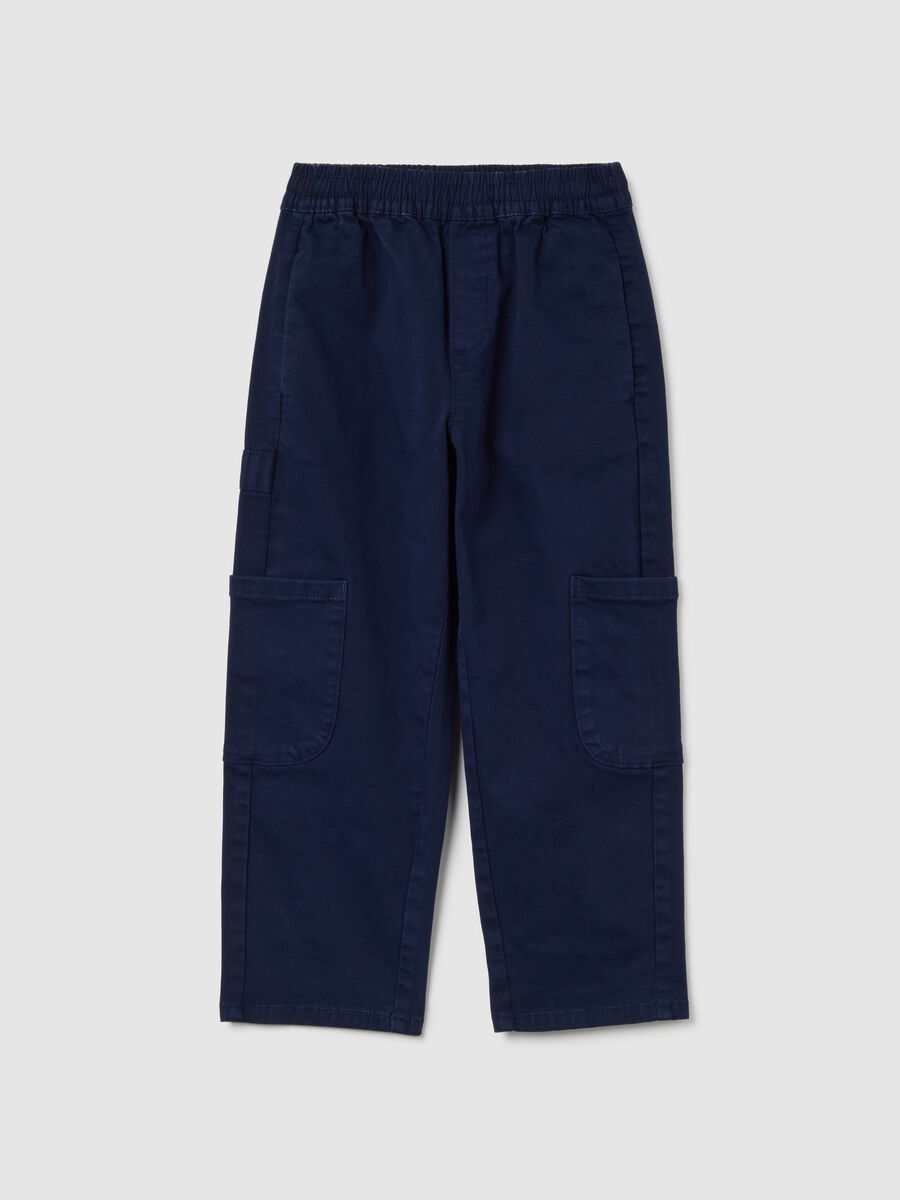 Blue stretch cotton kids' baggy trousers_4