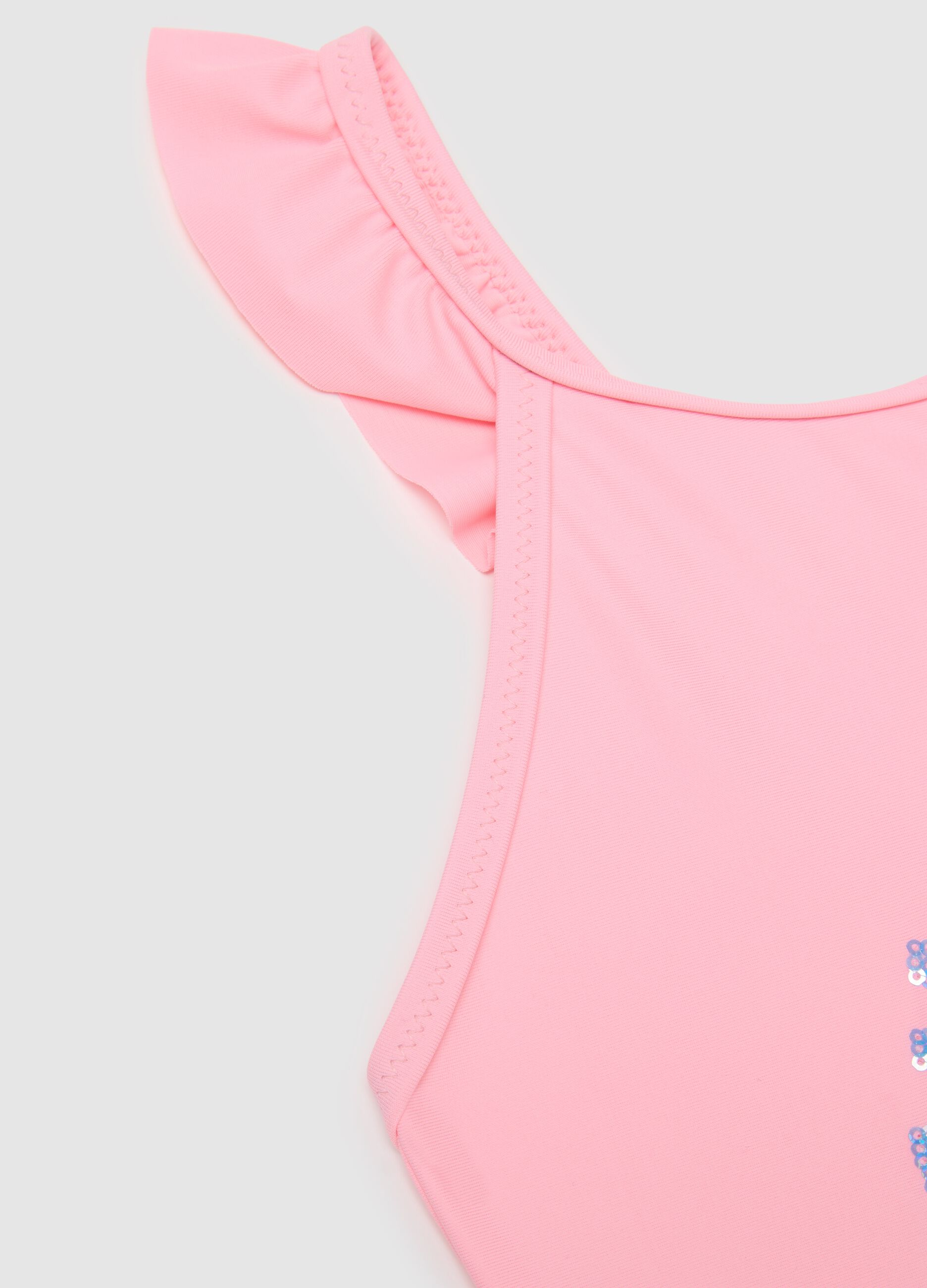 Costume intero da bambina in tessuto elasticizzato rosa