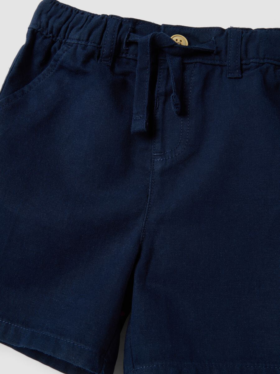 Multicolour linen blend shirt and shorts set for boys, regular fit_2