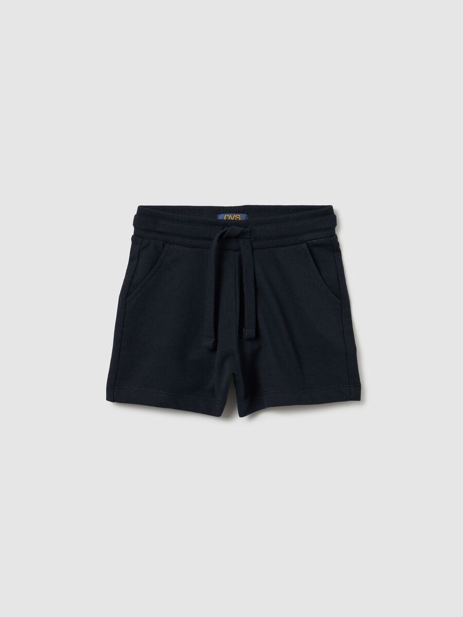 Girls' regular fit pure cotton black shorts_0