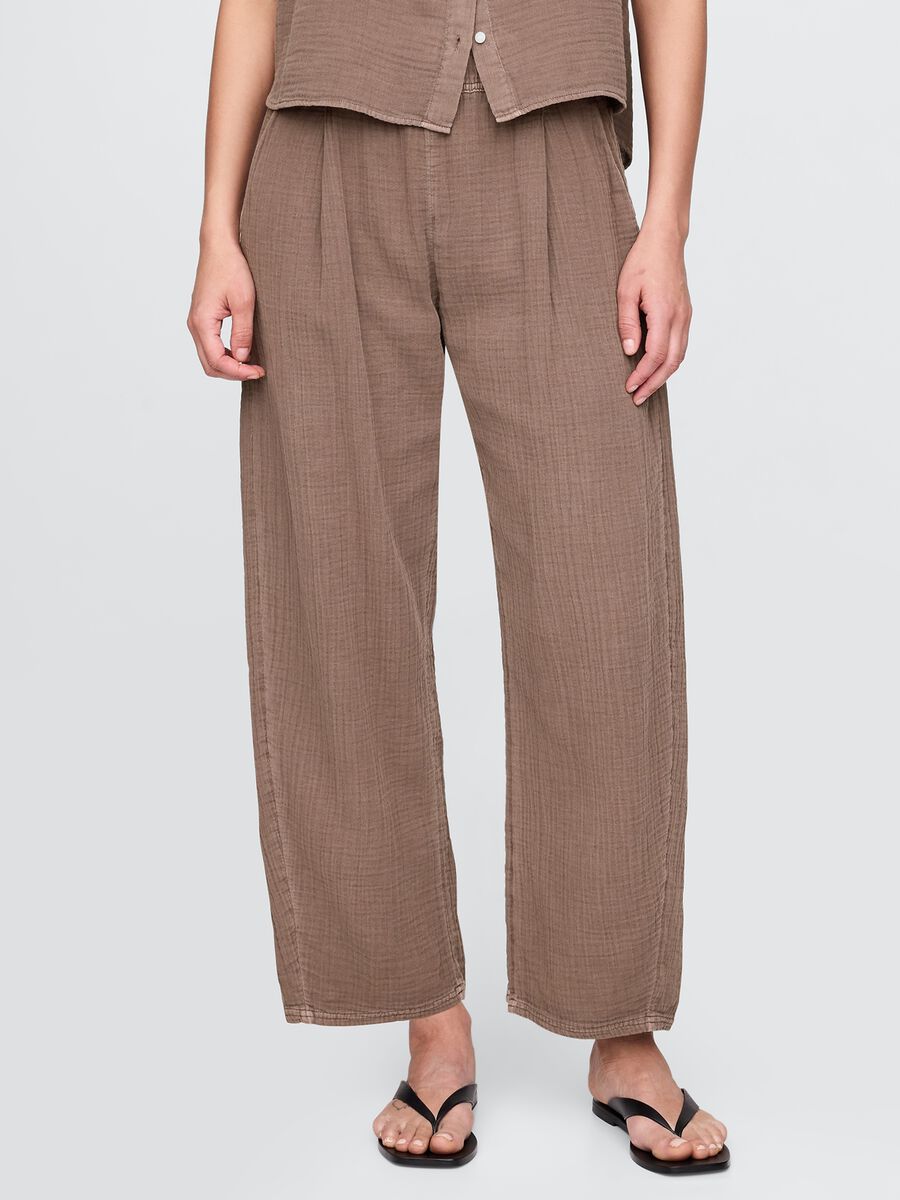 Pantalone in puro cotone marrone_1