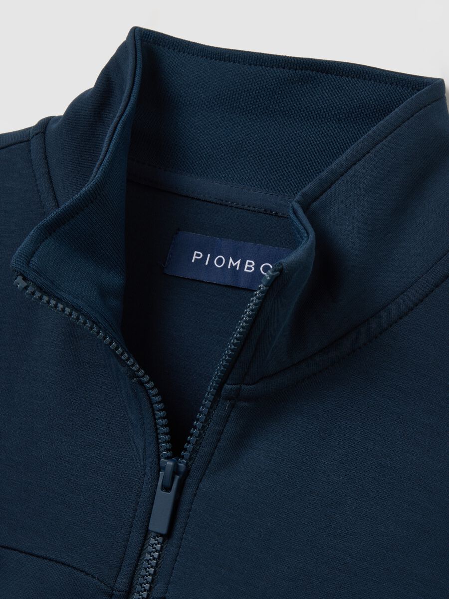 Felpa in misto cotone blu regular fit con zip_1