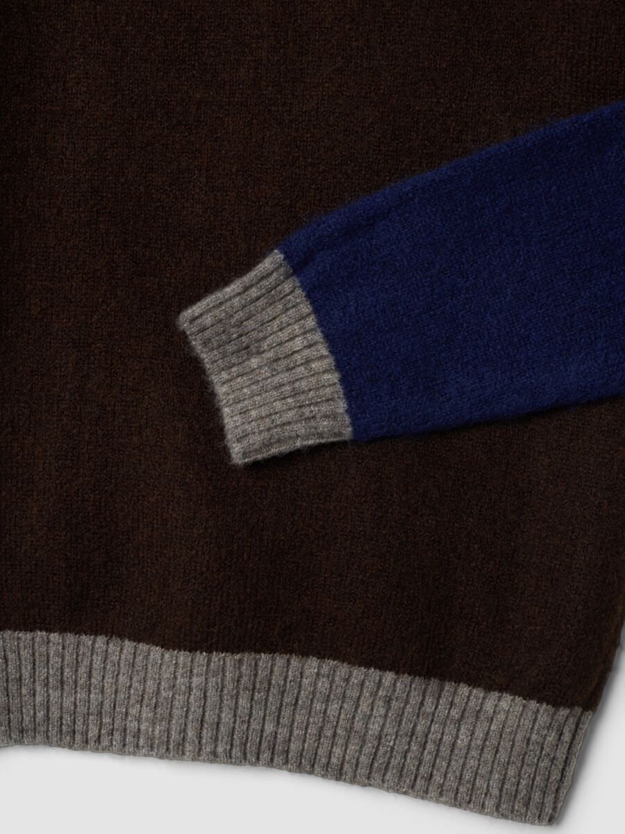 Maglione marrone girocollo in lana e alpaca elasticizzate regular fit_5