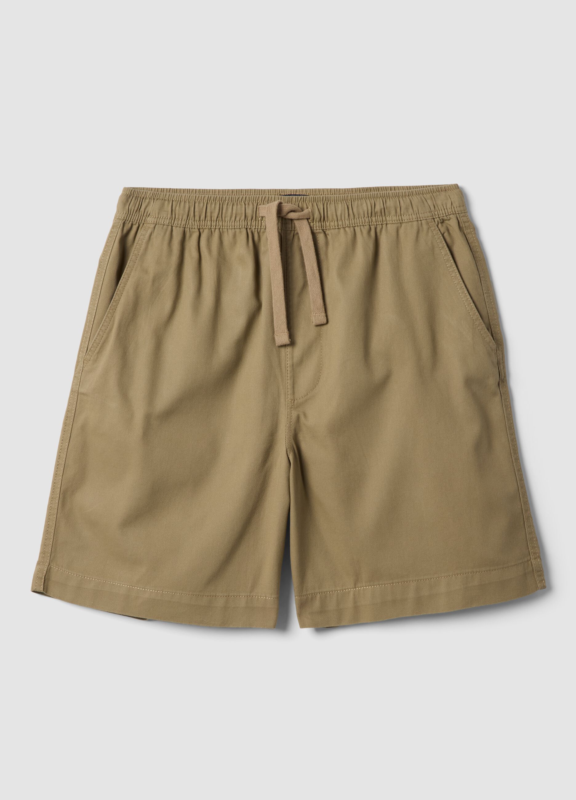 Beige regular-fit pure cotton shorts