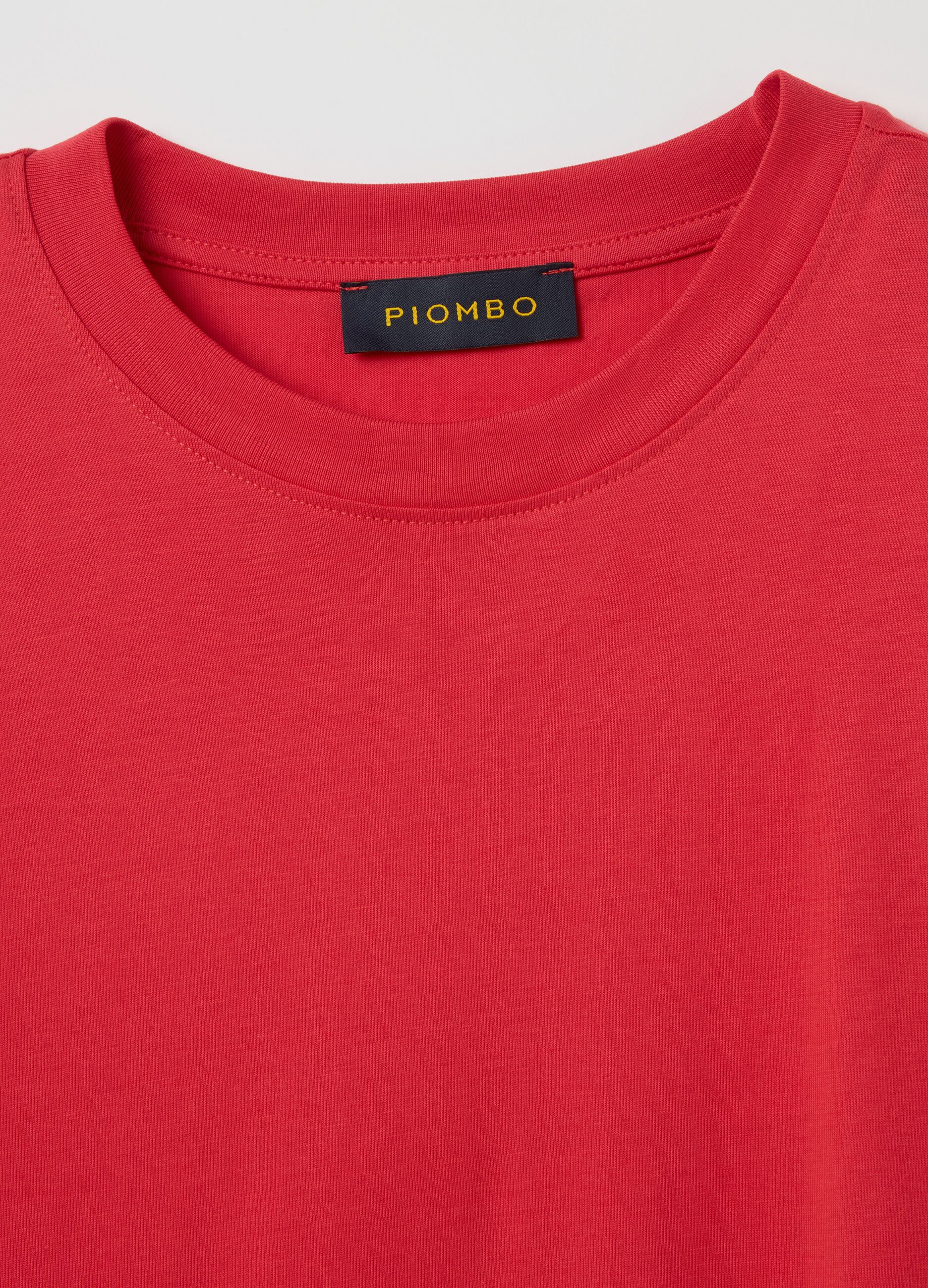 T-shirt girocollo in cotone tinta unita