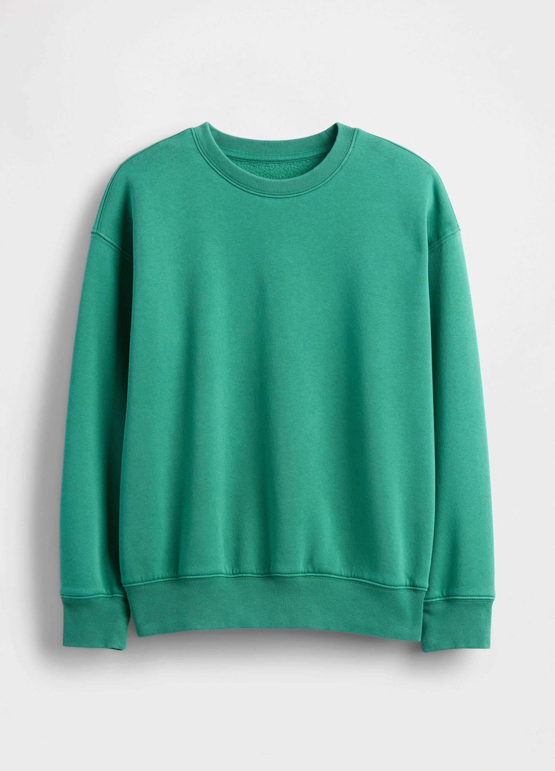 Green Cotton Crew Neck Sweatshirt
