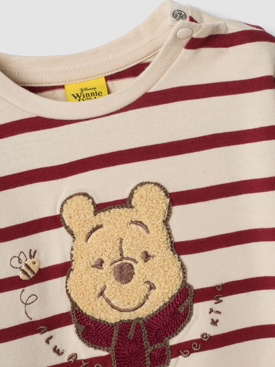 Maglietta beige a righe in puro cotone organico con stampa Winnie The Pooh_2