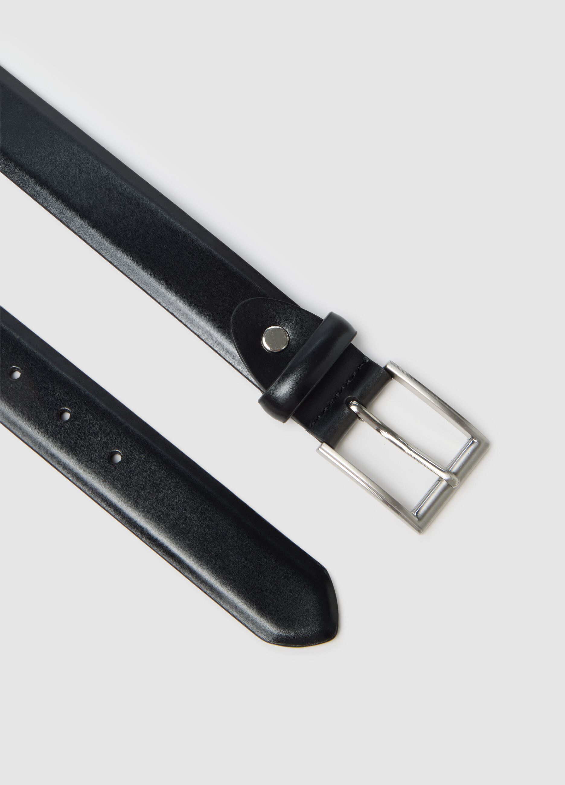 Black genuine leather belt