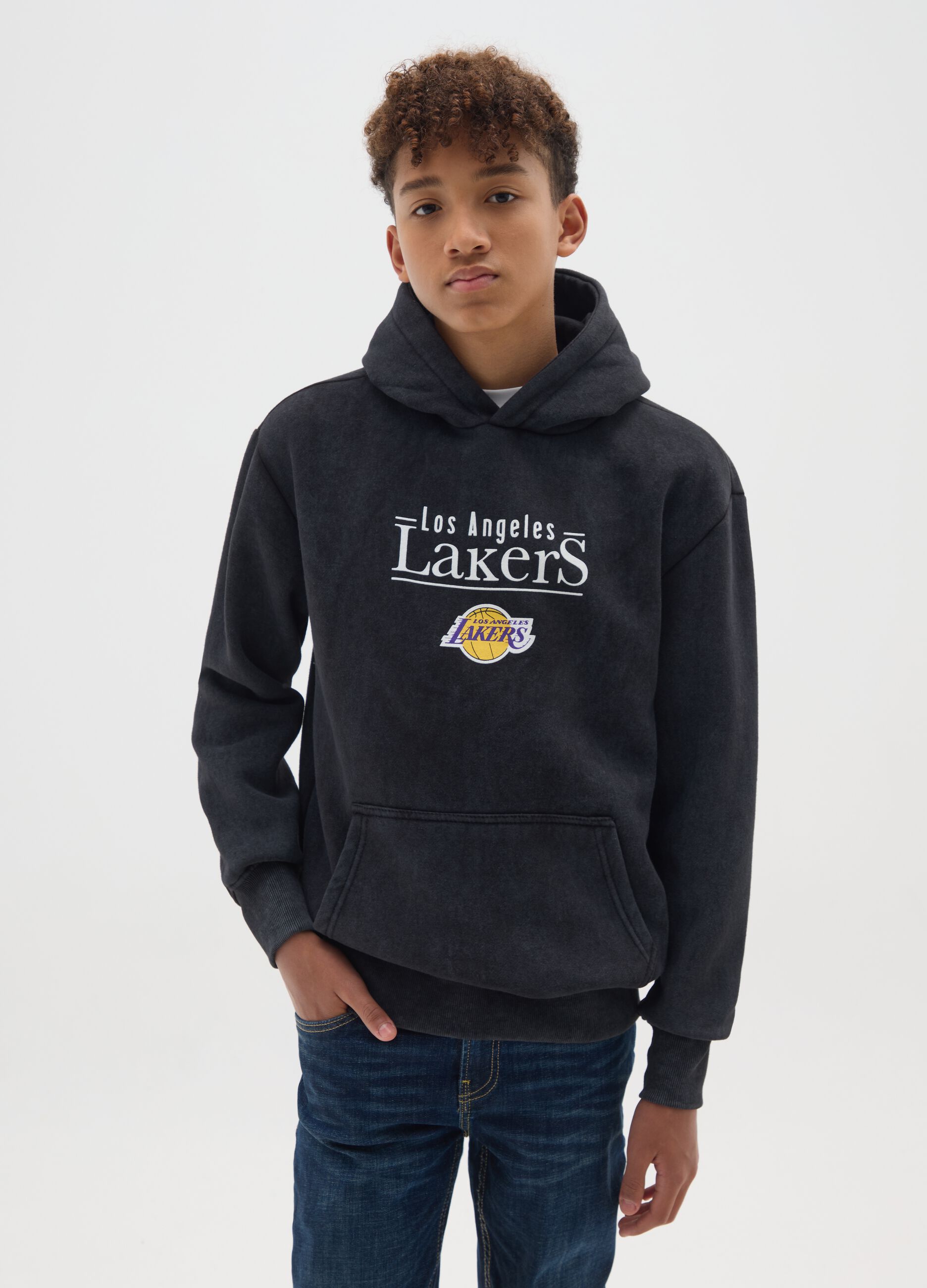 Children's black cotton blend sweatshirt regular fit Los Angeles Lakers