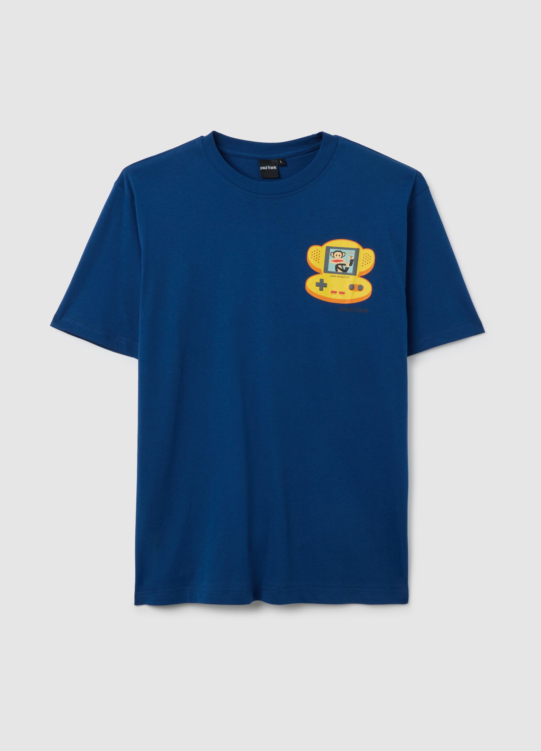 Blue short-sleeve T-shirt in pure cotton regular fit