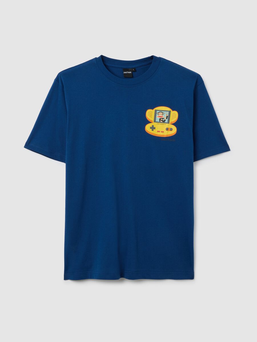 Blue short-sleeve T-shirt in pure cotton regular fit_4