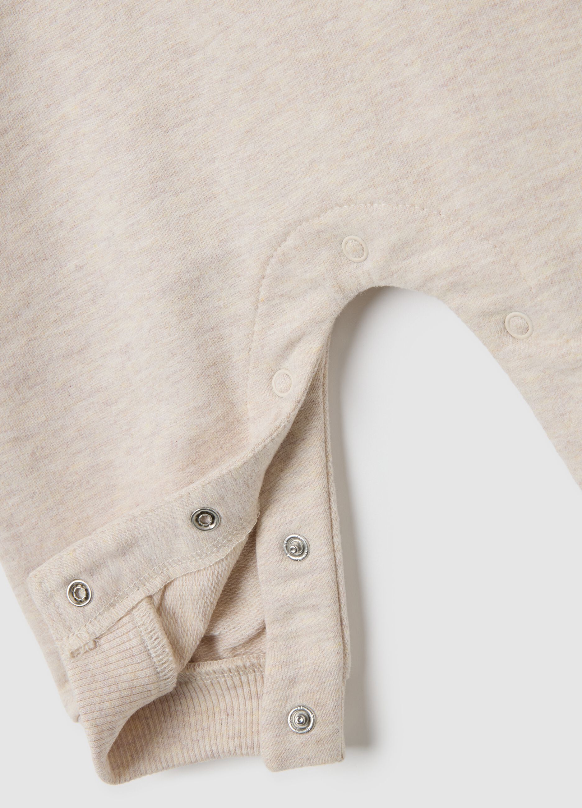 Beige pure cotton baby romper with bear