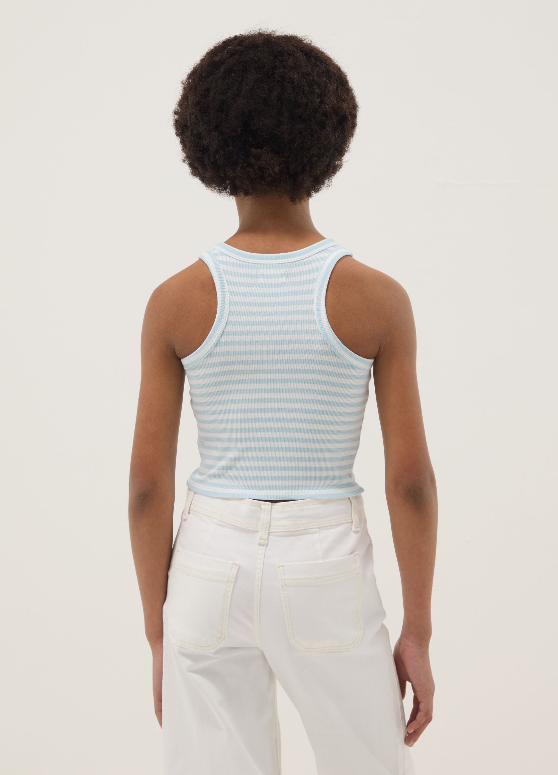 Girls&rsquo; multicolour striped fitted stretch-cotton vest top