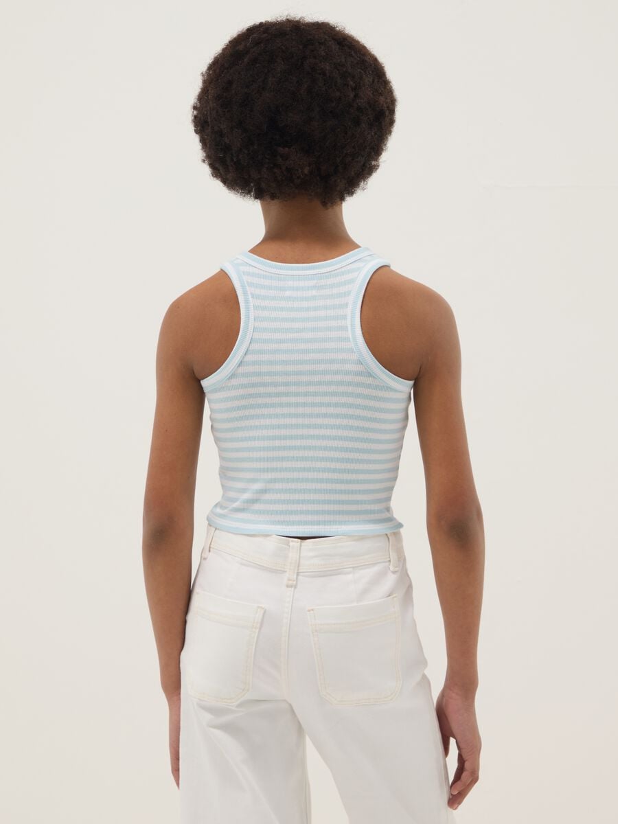 Canotta fitted in cotone elasticizzato a righe multicolor da ragazza_1
