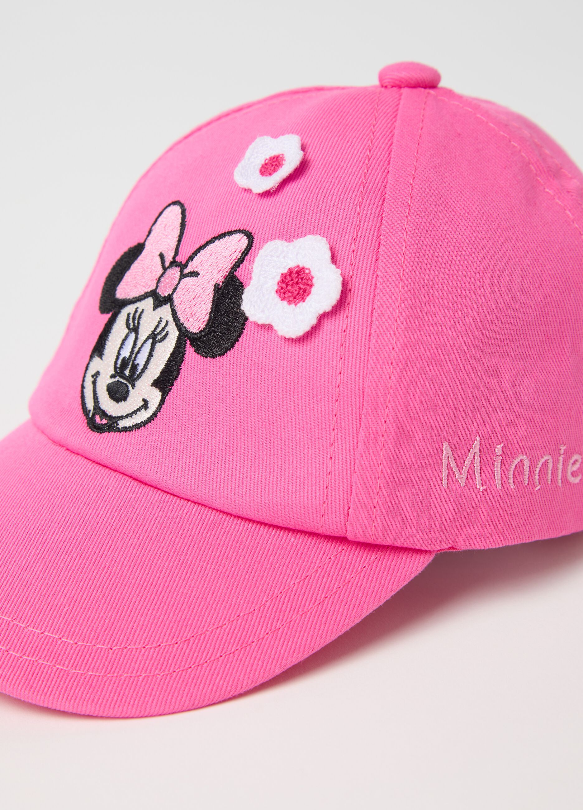 Pink baseball cap with Minnie Mouse embroidery