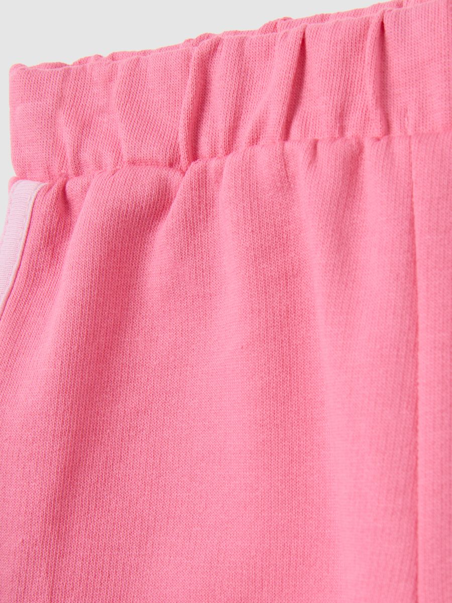 Shorts da bambina in puro cotone rosa regular fit con vita elasticizzata_3