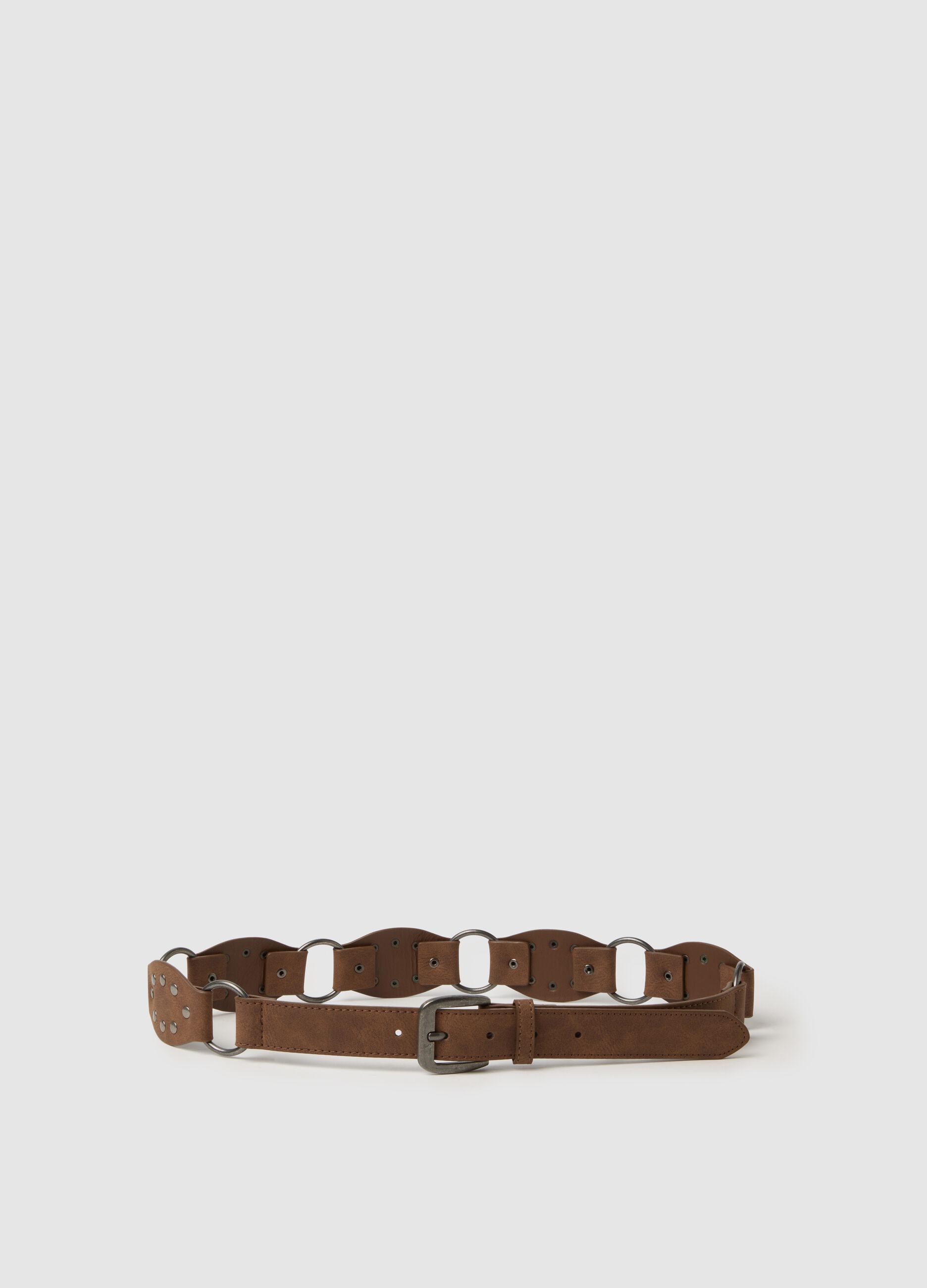 Brown belt with metallic details