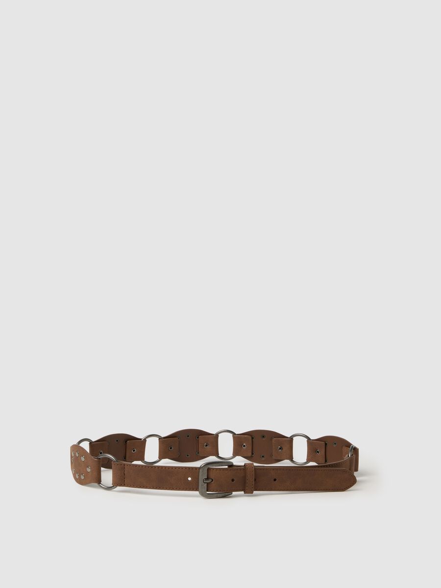 Brown belt with metallic details_0