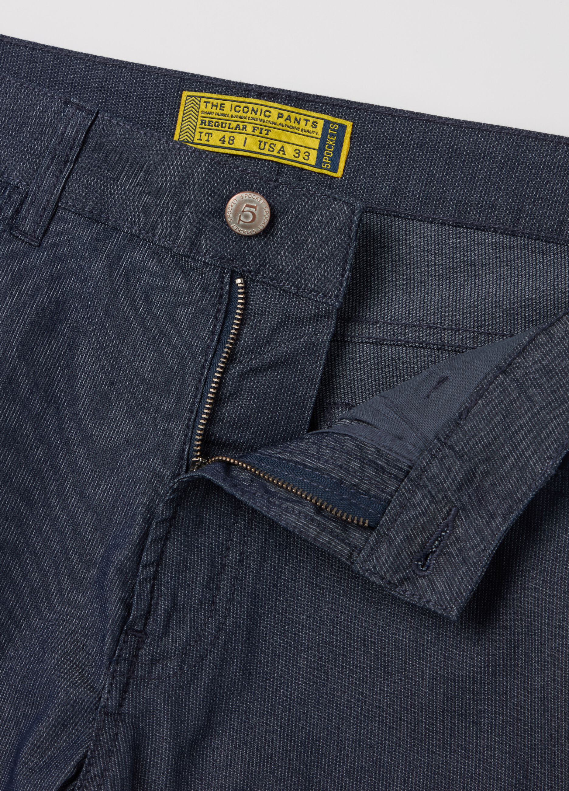 Five-pocket trousers with micro weave