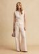 Pink linen-viscose blend wide-leg trousers with side zip fastening_0