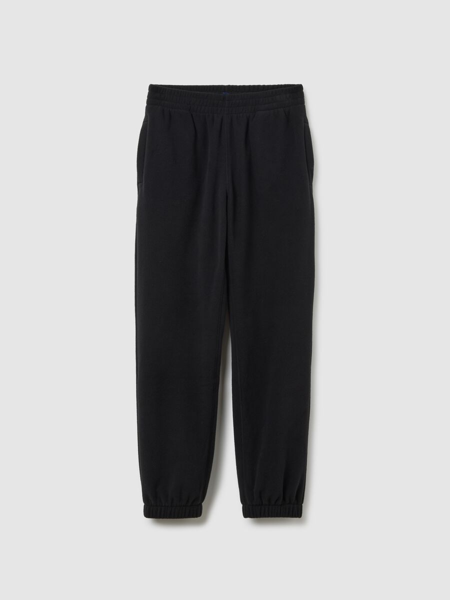 Black regular fit jogger trousers with elasticated waist_4