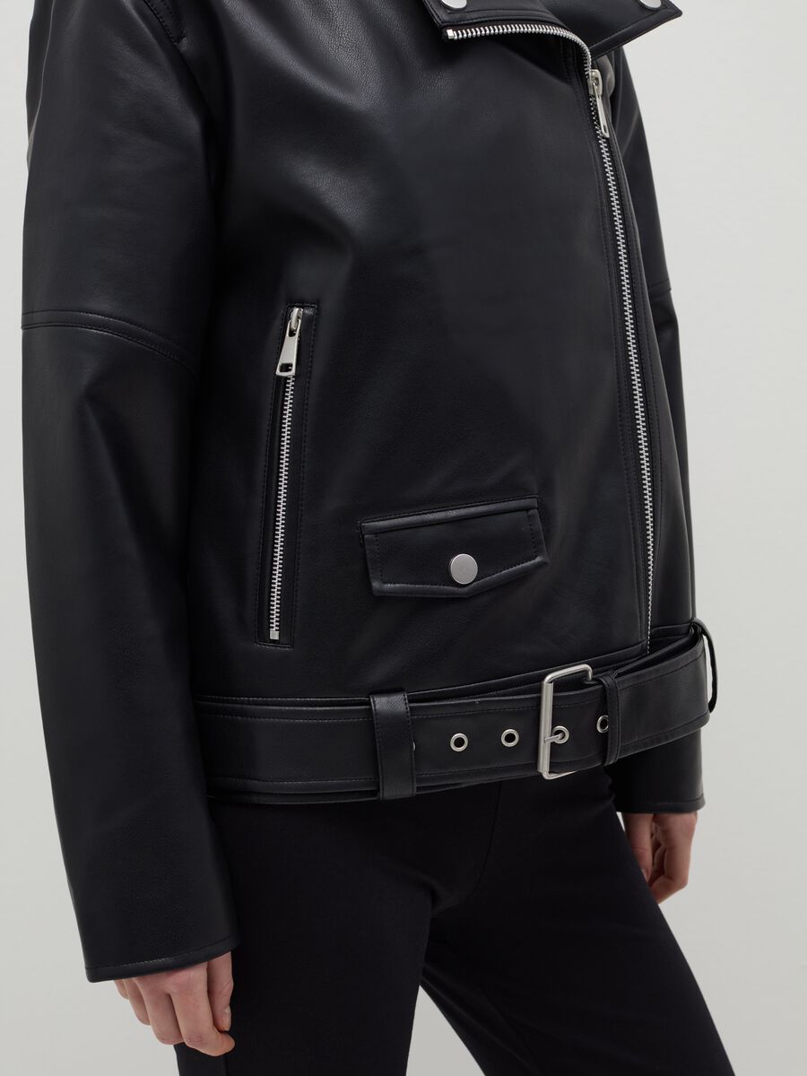 Black biker jacket with internal fleece_3