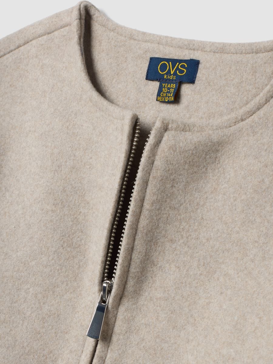 Bomber beige corto con zip per ragazza_4