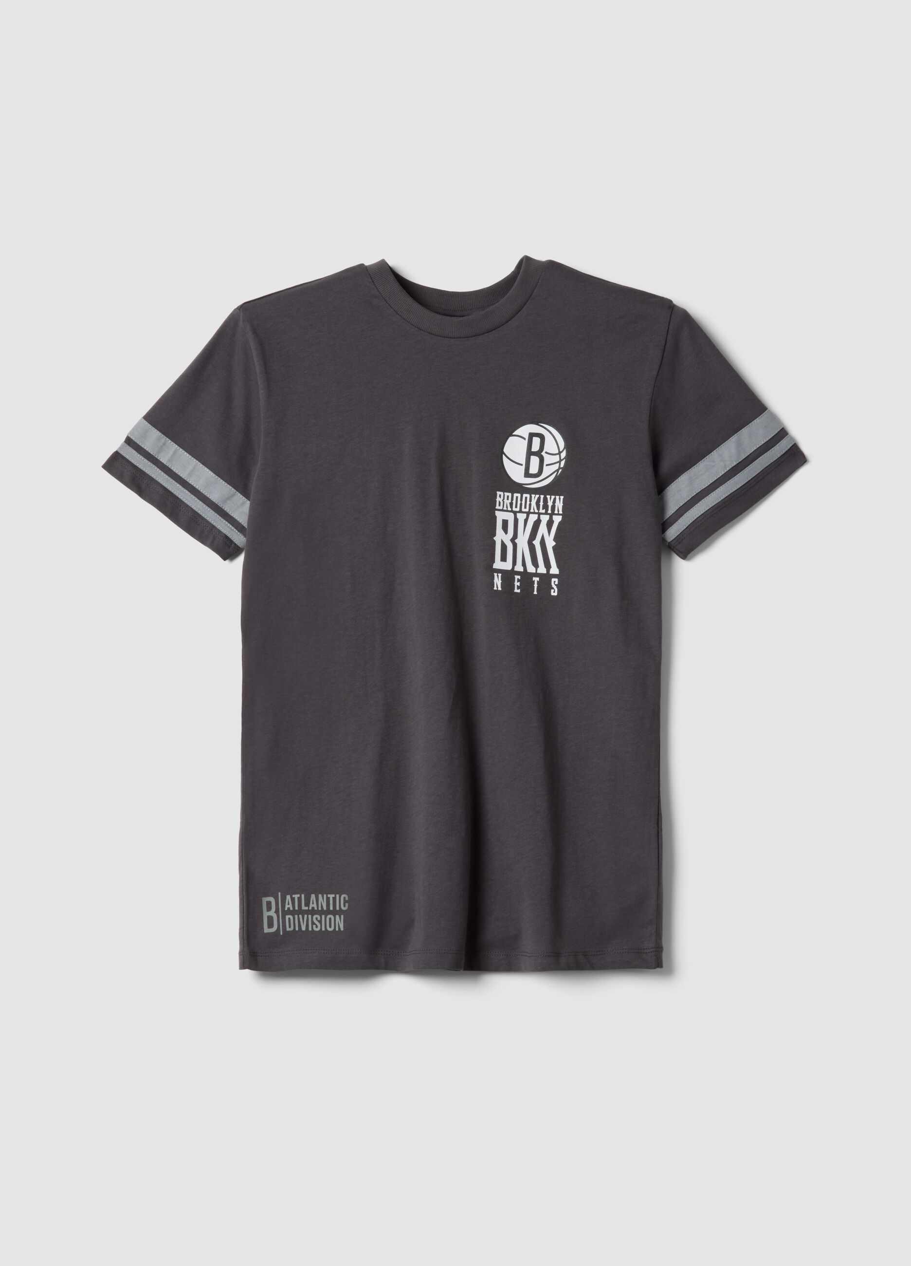 Boy's grey pure cotton t-shirt relaxed fit Brooklyn Nets