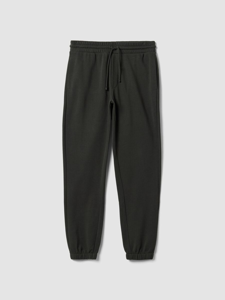 Pantaloni jogger grigio scuro in misto cotone regular fit_0