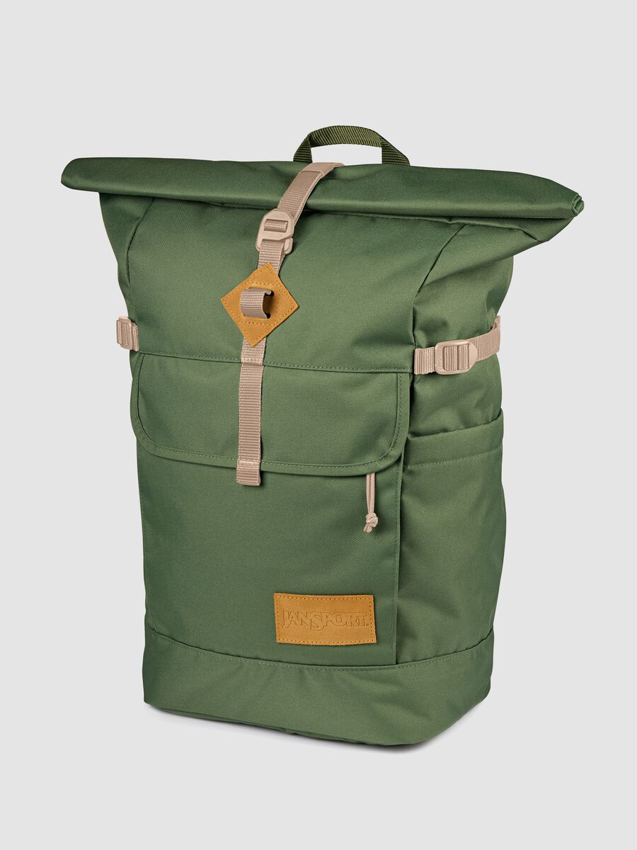 Zaino verde arrotolabile con tasche_4