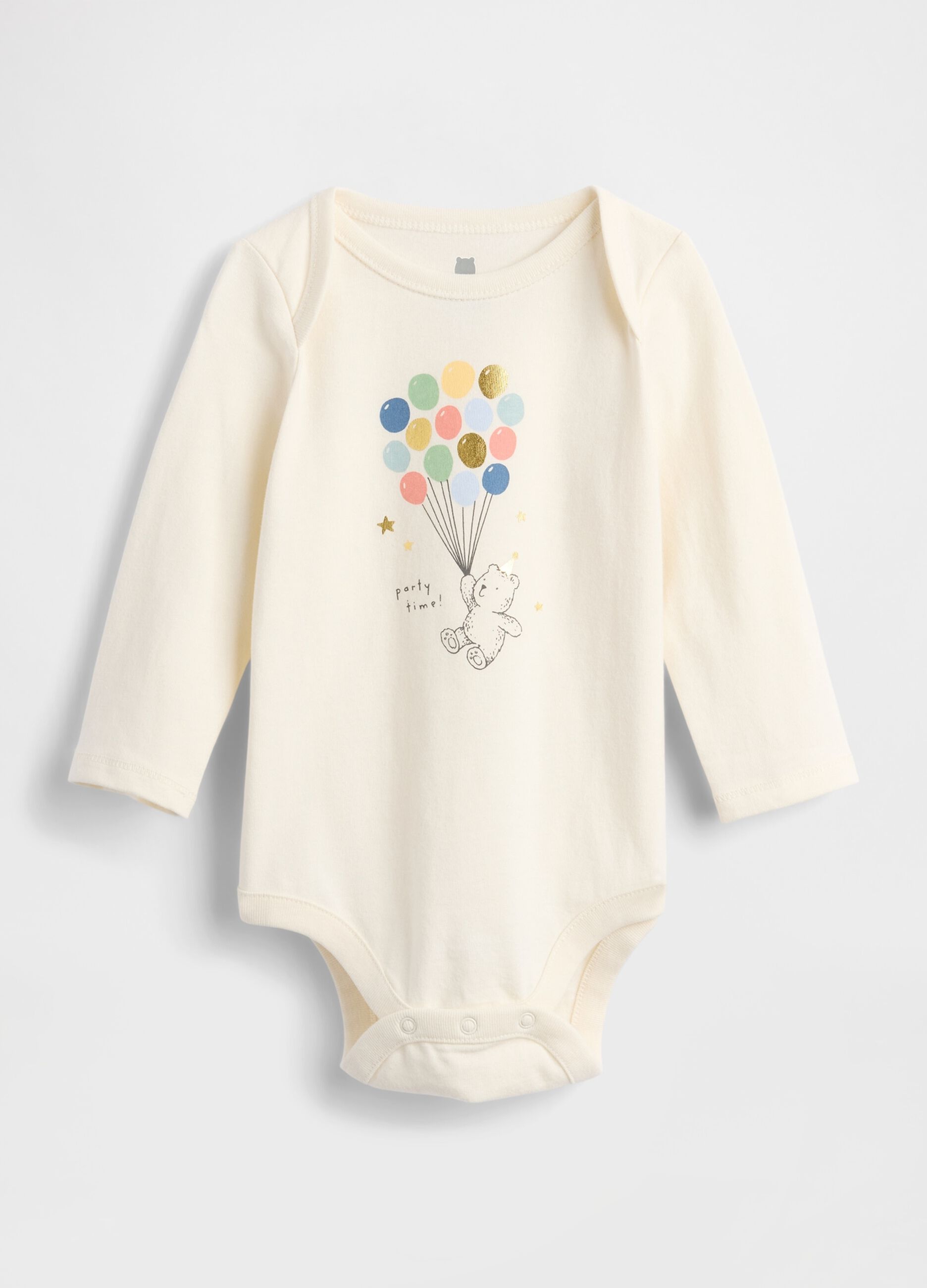 Beige cotton bodysuit with bear print