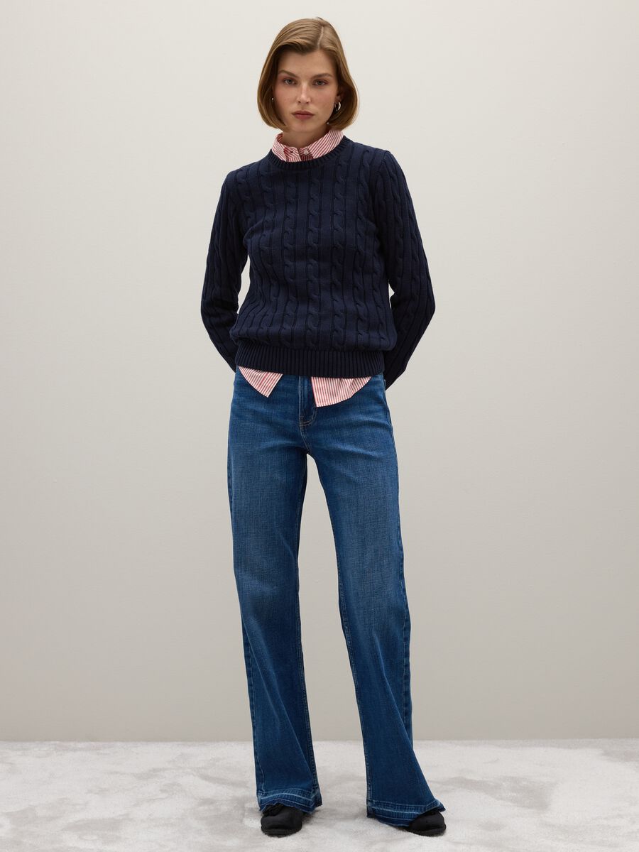 Maglione in puro cotone blu regular fit_1