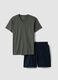 Multicoloured pure cotton short pyjamas with regular fit and V-neck_4
