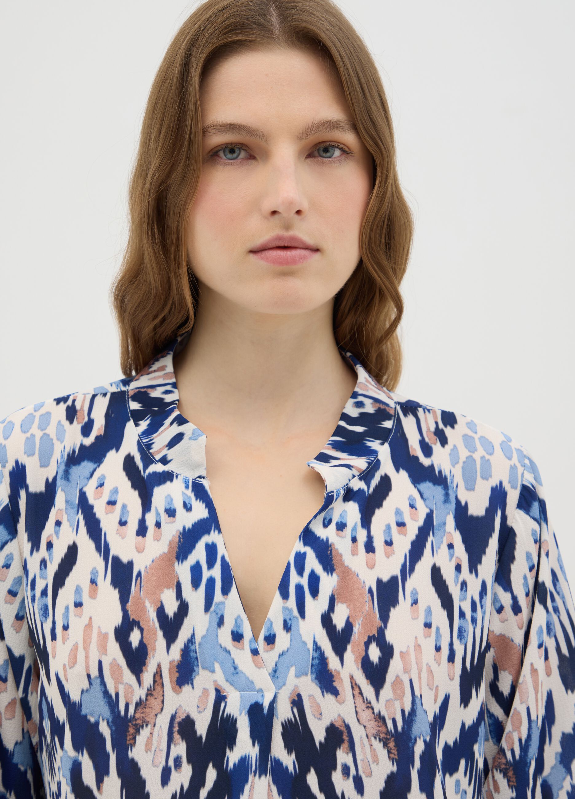 Blusa da donna in misto con stampa geometrica multicolor regular fit