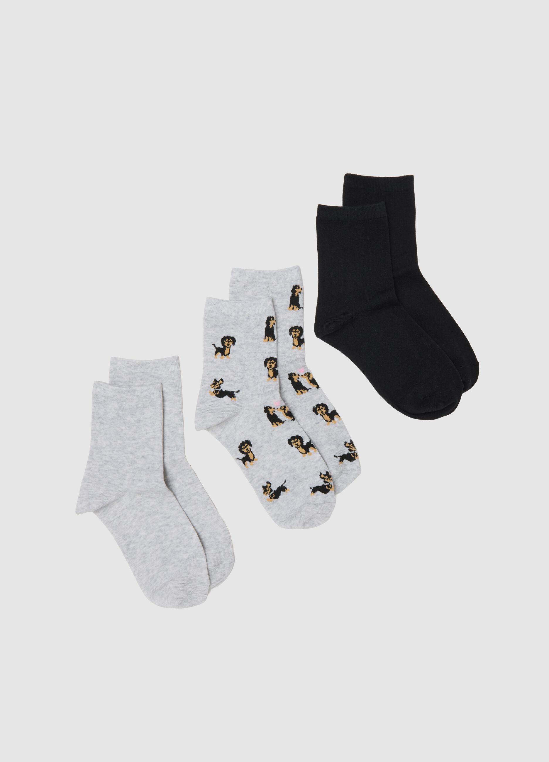 Pack of three elastic multicolour cotton blend socks