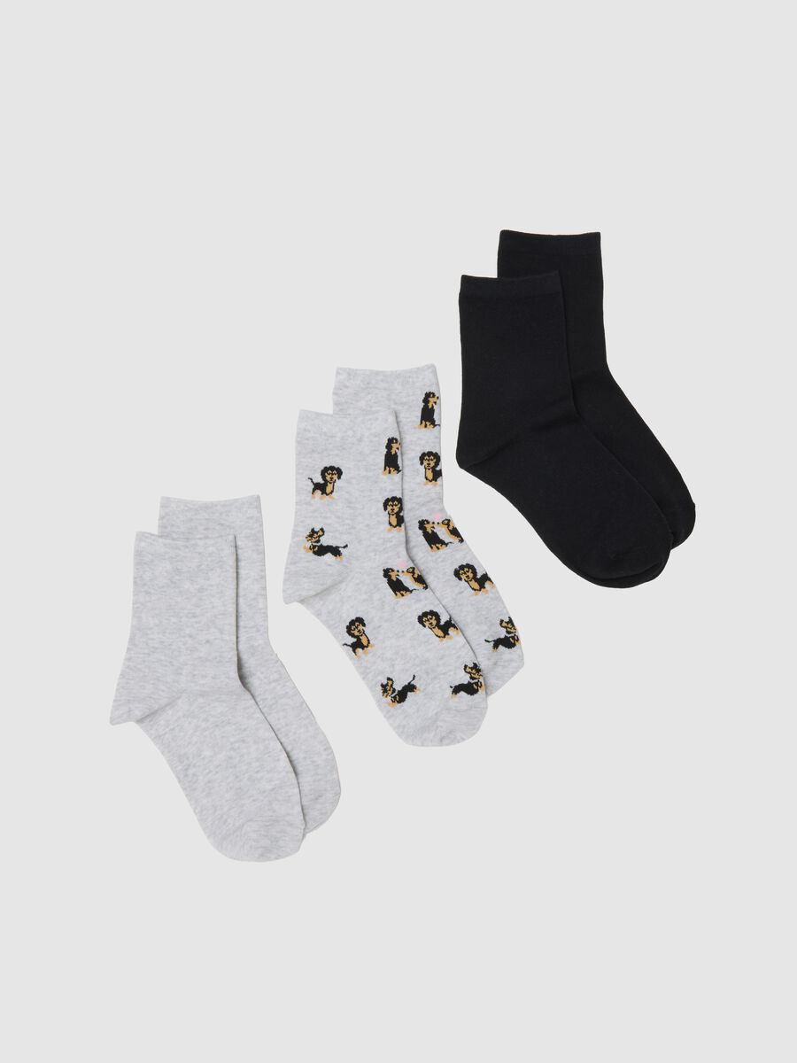 Pack of three elastic multicolour cotton blend socks_0