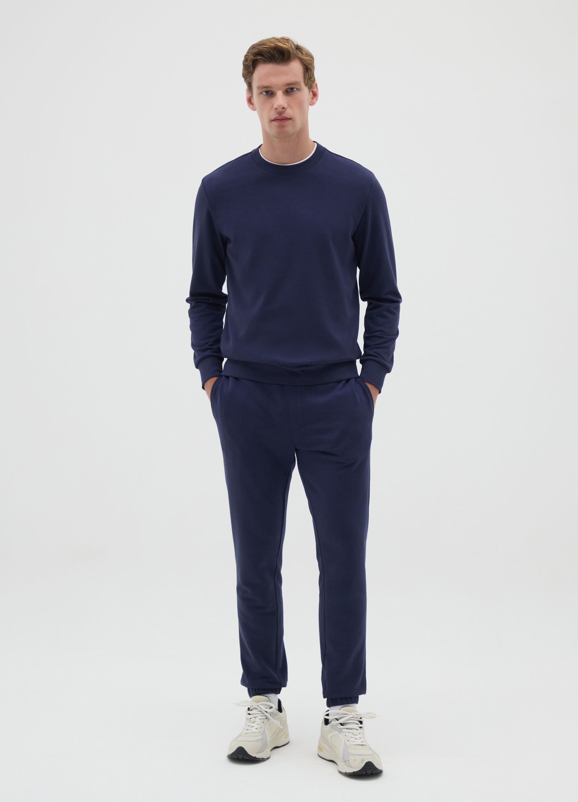 Men's blue cotton blend joggers regular fit