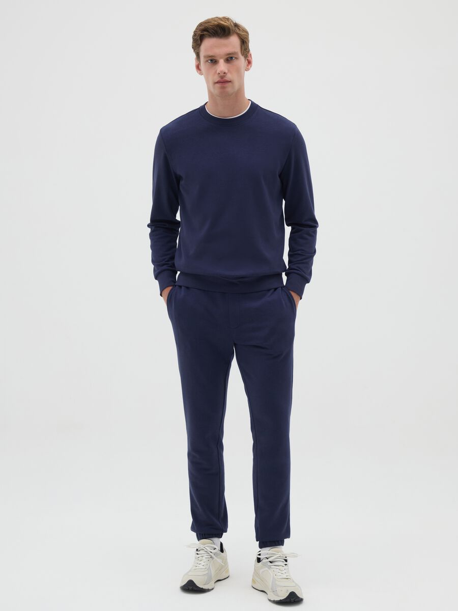 Men's blue cotton blend joggers regular fit_0