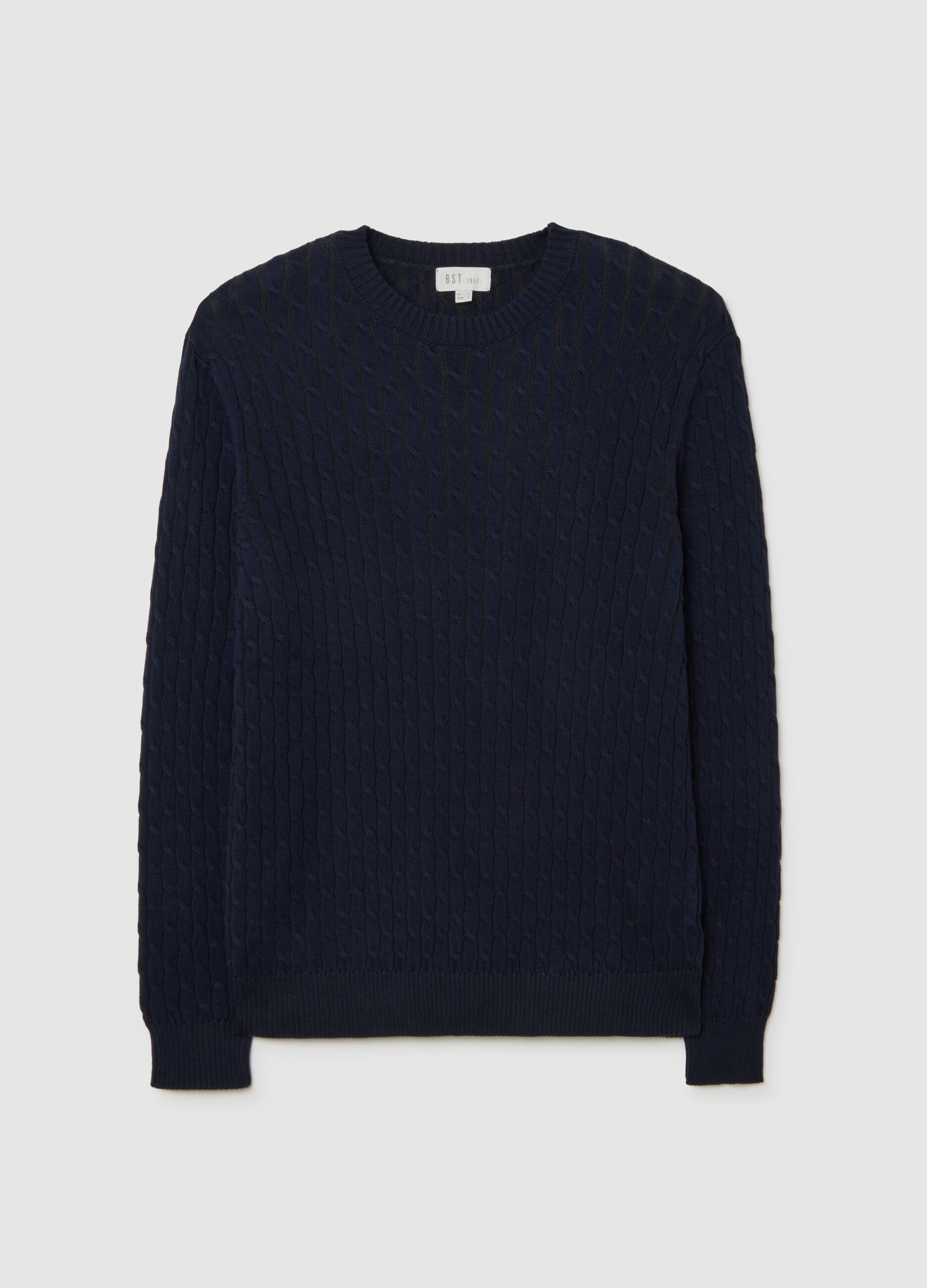 Blue Cotton Jacquard Knit Sweater
