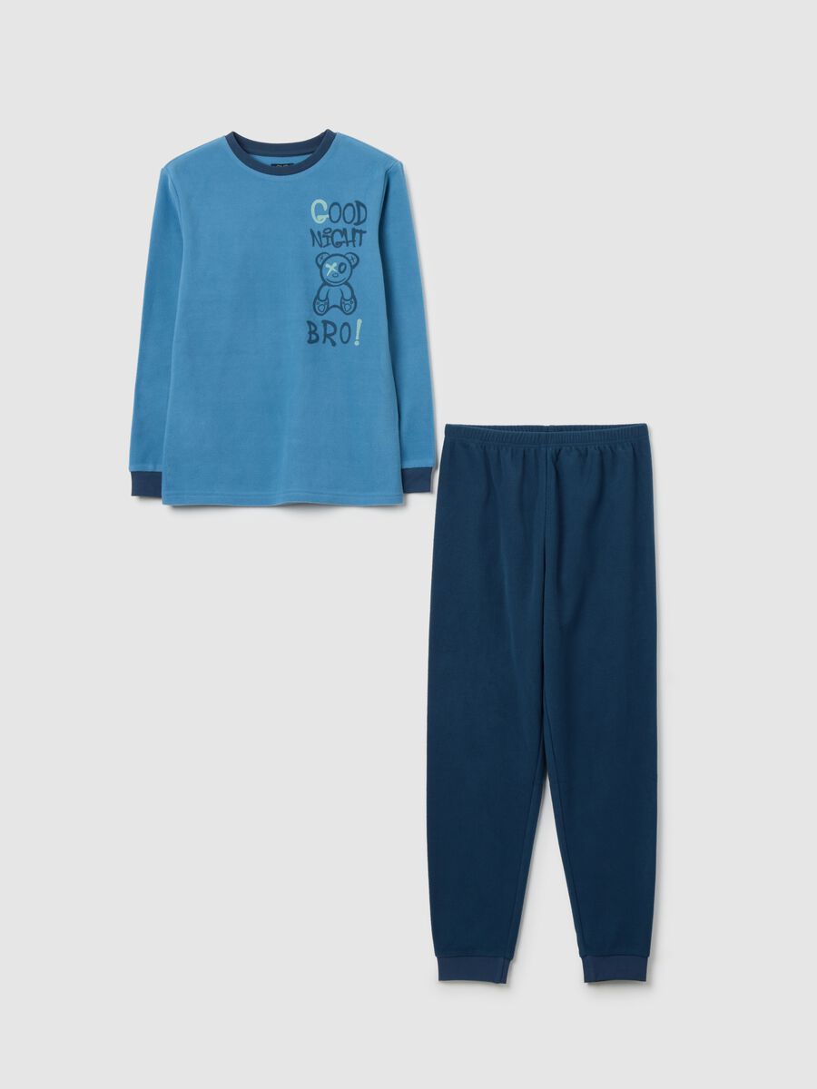 Pigiama da bambino in pile blu regular fit_0