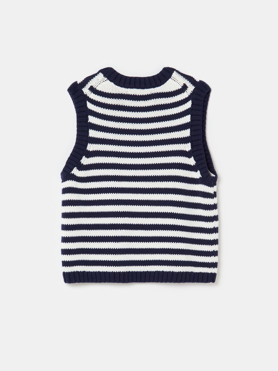 Closed gilet with ribbing and striped pattern_4