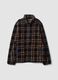 Blue and red checked sherpa-collar sweatshirt, regular fit_0
