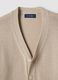 Beige deep V regular fit cotton and linen blend cardigan_5